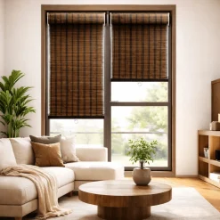 Cordless Bamboo Roller Blind – Natural Light Filtering Shade