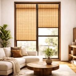 Cordless Bamboo Roller Blind – Natural Light Filtering Shade
