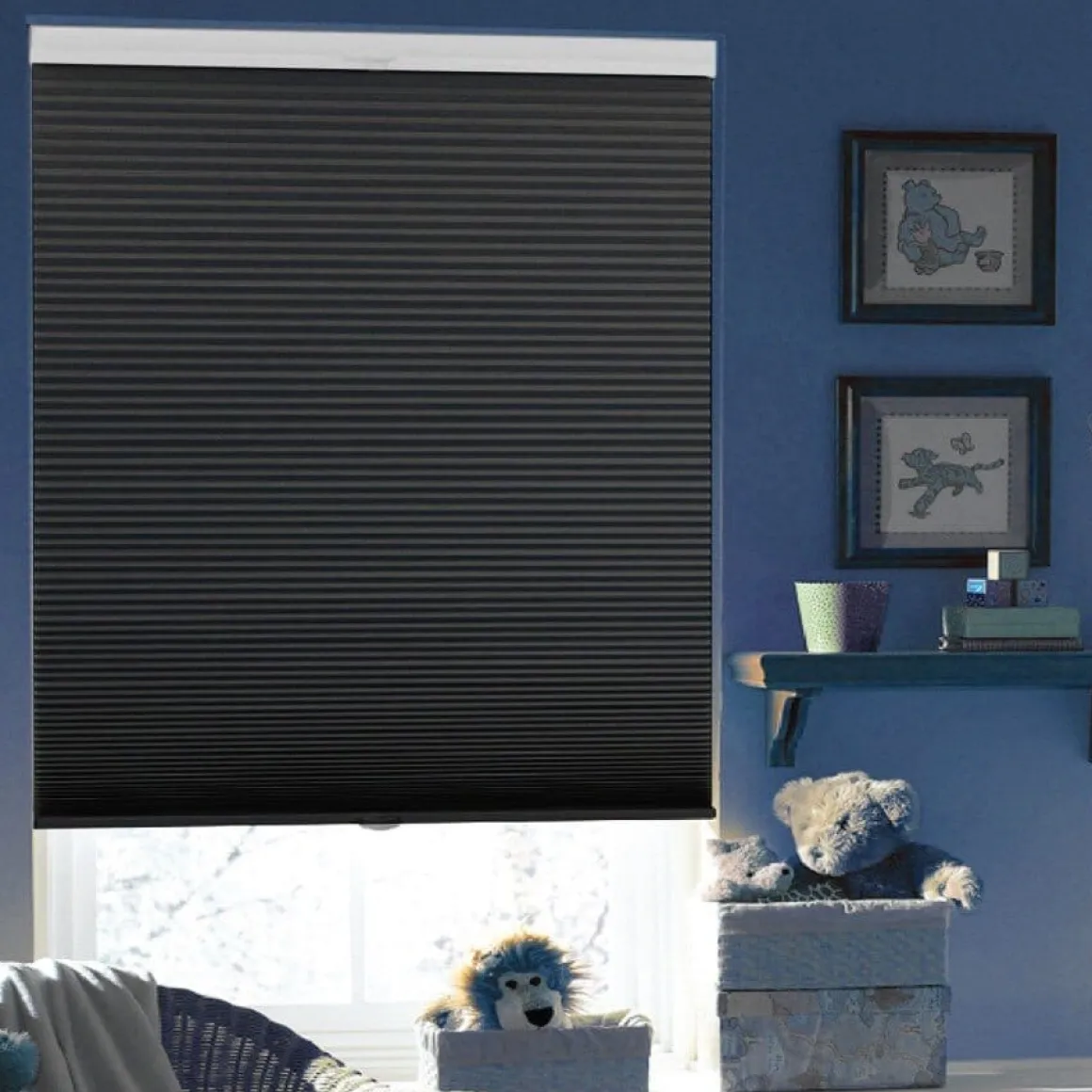 Cordless Blackout Pleated Cellular Blinds | Black