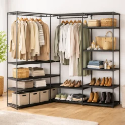 Corner Wardrobe Clothing Rack And Shelf