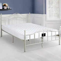 Curved Design White Metal Bed