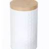 Cylinder Metal Tin Box with Bamboo Lid | Assorted Colors