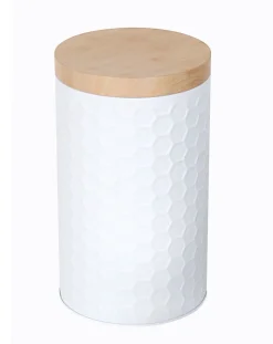 Cylinder Metal Tin Box with Bamboo Lid | Assorted Colors