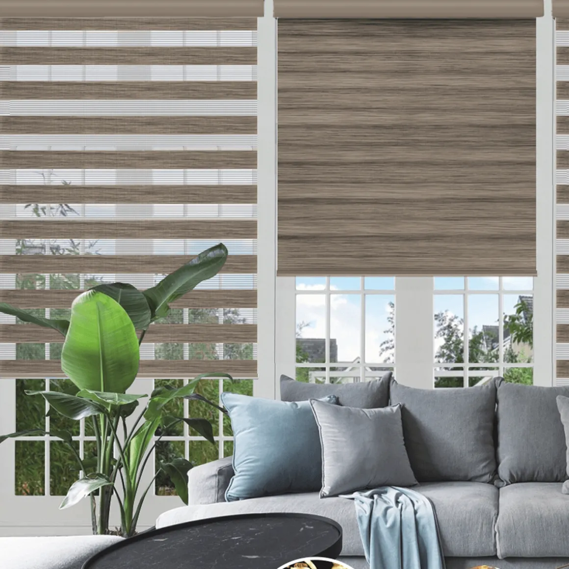 Day & Night - Cordless Wood Look Roller Blinds | Brown