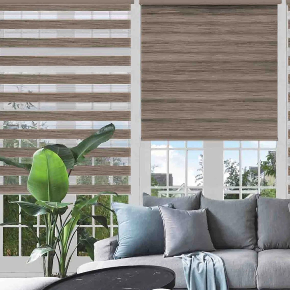 Day & Night - Cordless Wood Look Roller Blinds | Brown