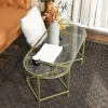 Demaio | 3-Piece Golden Oval Glass Coffee Table