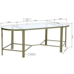 Demaio | 3-Piece Golden Oval Glass Coffee Table