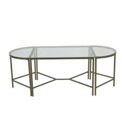 Demaio | 3-Piece Golden Oval Glass Coffee Table
