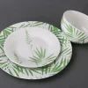 Dinnerware 12pc Set Green Leaves