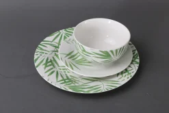 Dinnerware 12pc Set Green Leaves