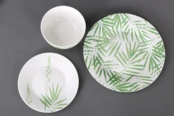 Dinnerware 12pc Set Green Leaves