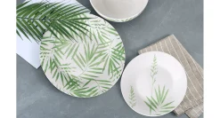 Dinnerware 12pc Set Green Leaves