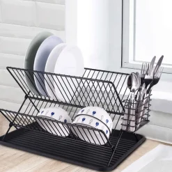 Dish Rack Wire Collapsible W/black