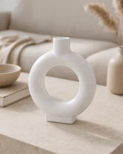 Donut Ceramic Vase – 9 in White