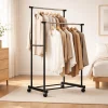 Double Row Rolling Clothes Rack – Adjustable Metal Garment Organizer