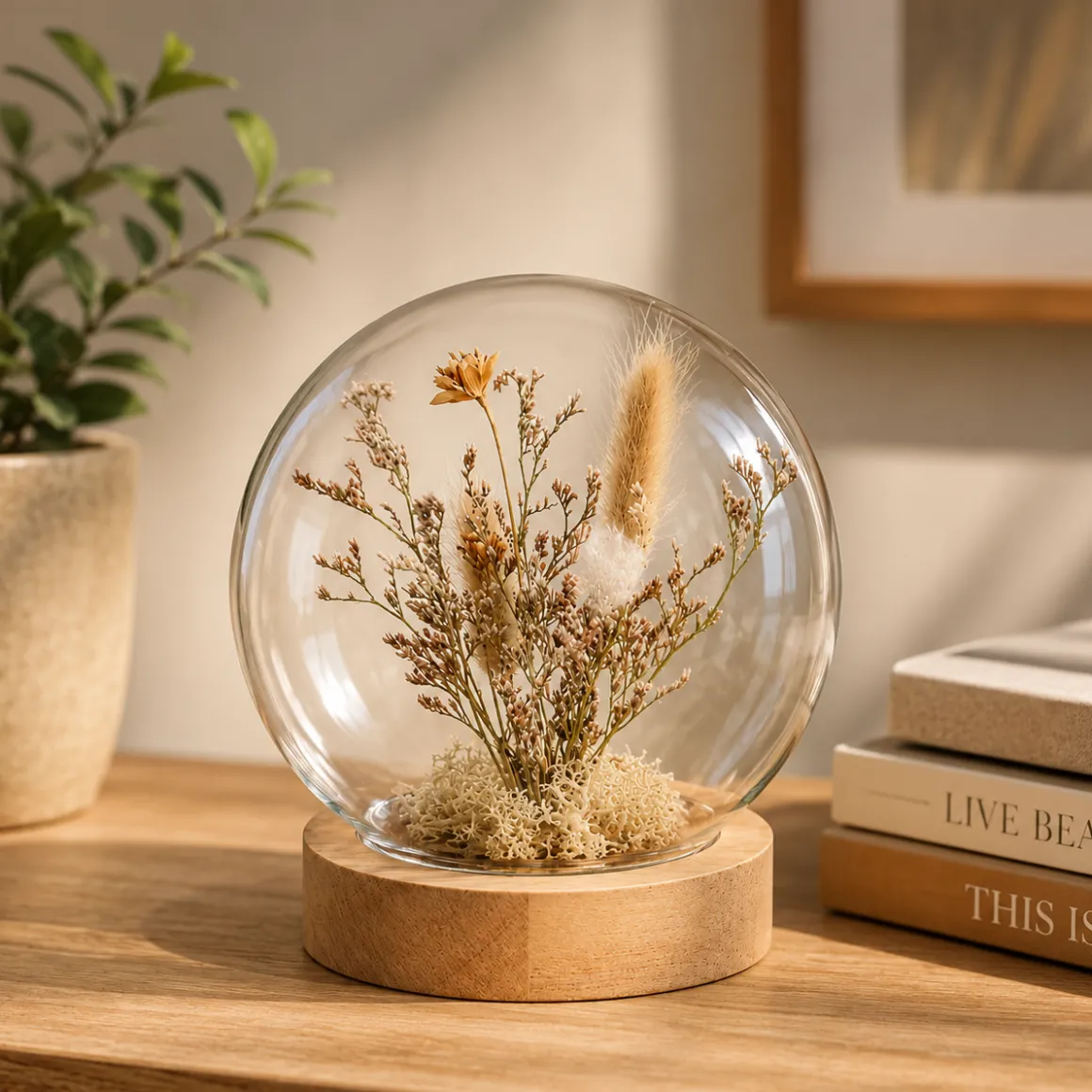 Dried Flowers In Cloche