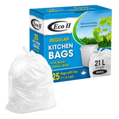 Eco II Regular Kitchen Bags with Ties – 21L (5.5 gal), 25 Count