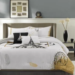 Elise 6pc Comforter Set White/black/gold Paris