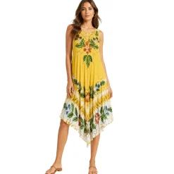 Embroidered V-Neck Sleeveless Midi Dress