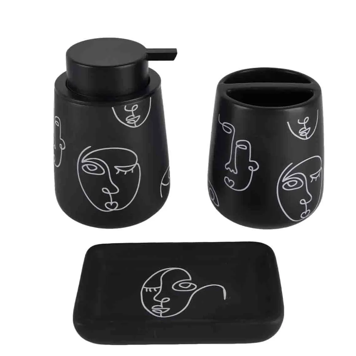 Faces - Ceramic Bathroom Accessories Set