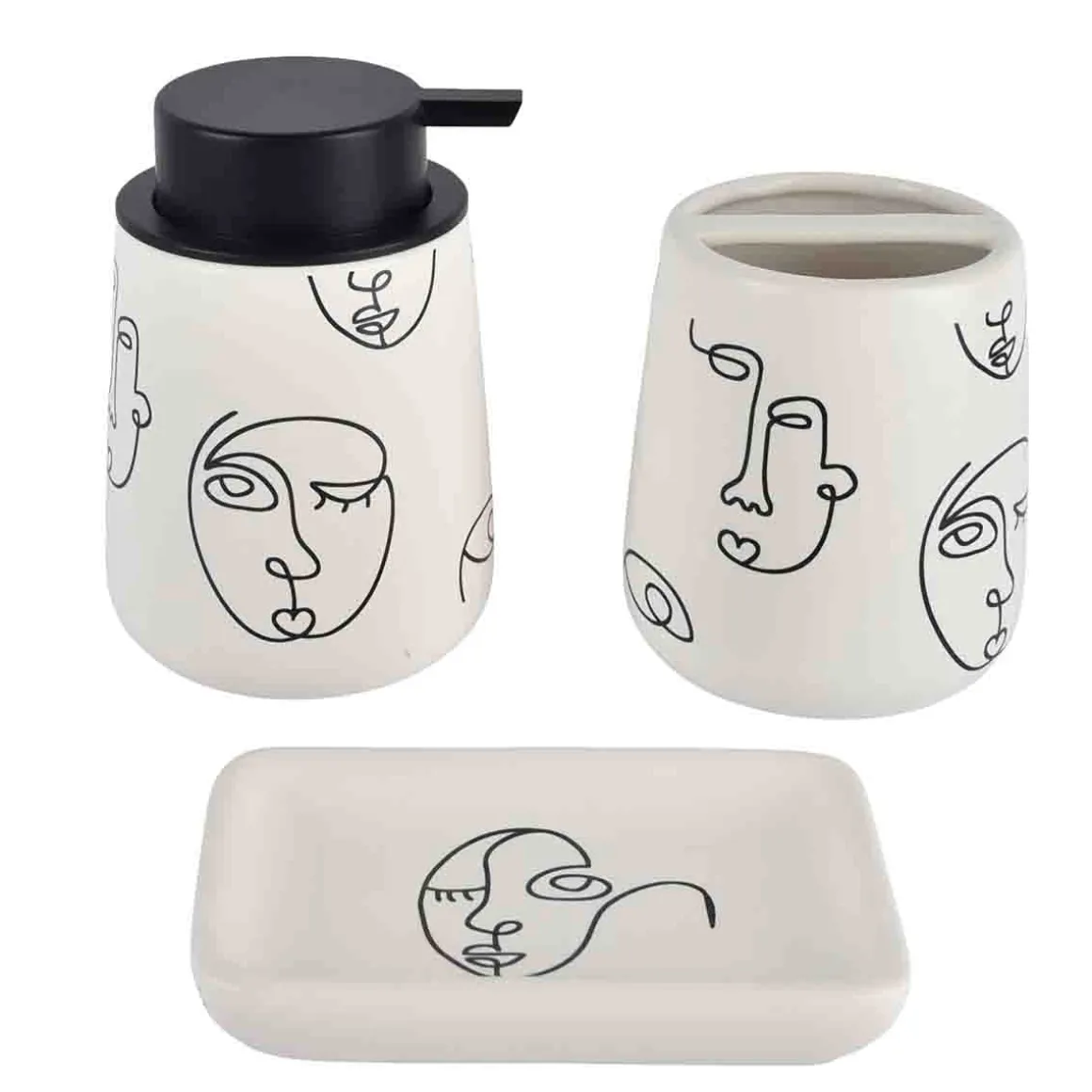 Faces - Ceramic Bathroom Accessories Set
