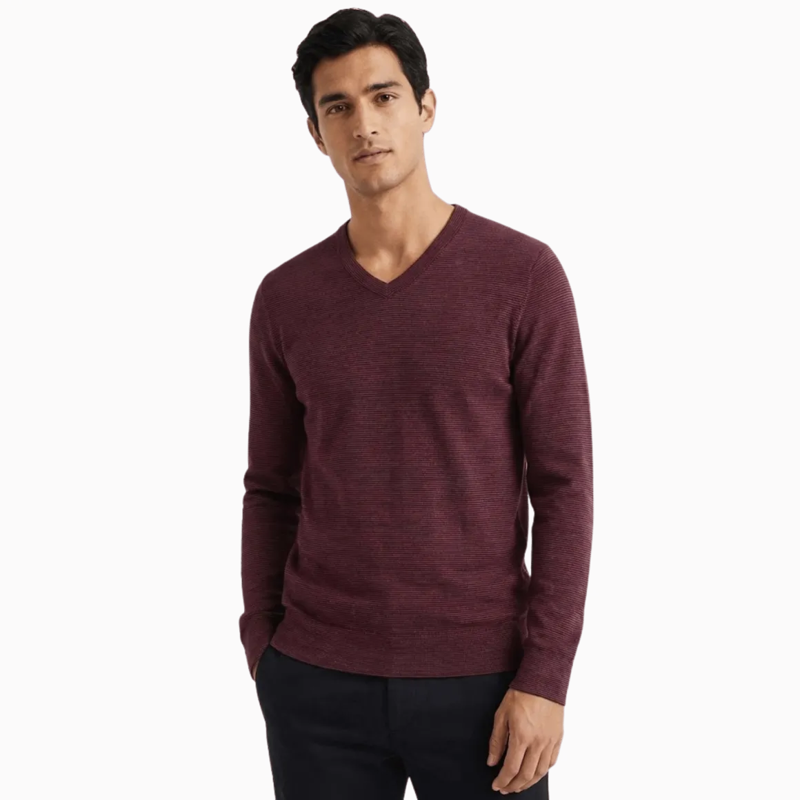 Fine Textured V-Neck Sweater