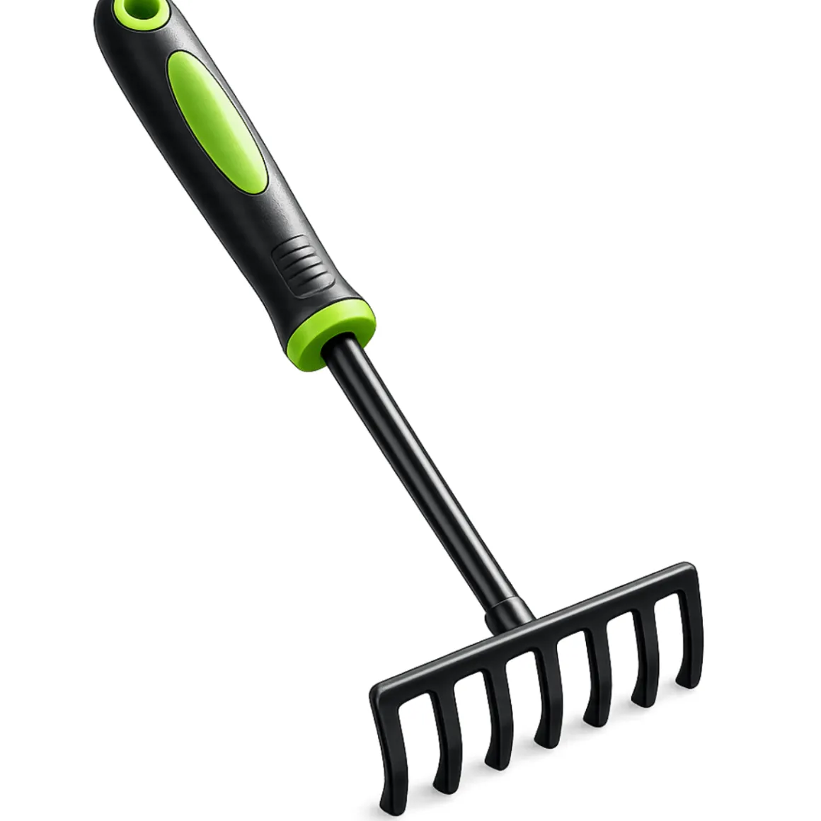 Five-Tine Hand Garden Rake – Two-Tone Short Handle Cultivator