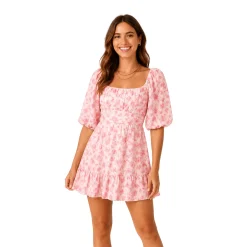 Floral Tiered Mini Dress with Ruffle Straps