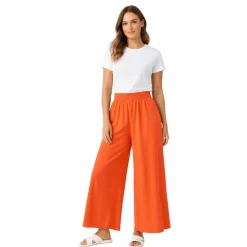 Flowy Wide-Leg Pull-On Pants