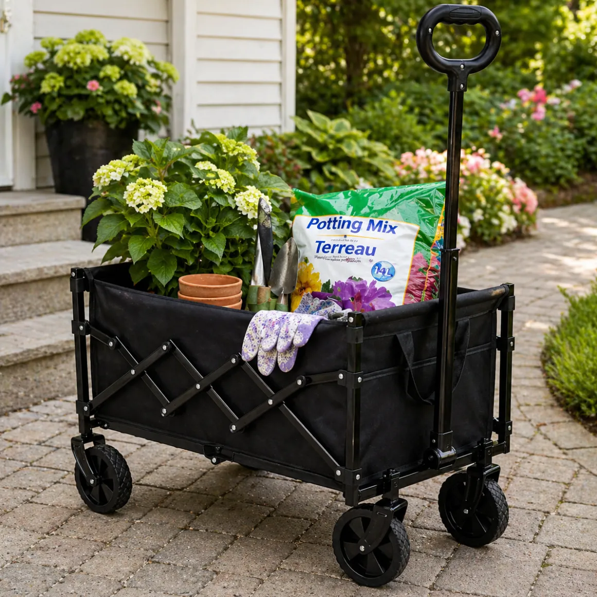 Folding Wagon Cart – Steel Frame – 70 x 45 x 90 cm