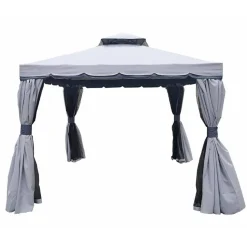 Gazebo with Mosquito Netting and Curtains | 10 x 10' Grey