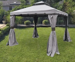 Gazebo with Mosquito Netting and Curtains | 10 x 10' Grey