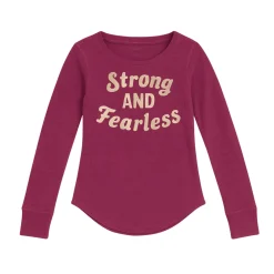 Girls’ “Strong and Fearless” Long-Sleeve Thermal Top 7 to 14