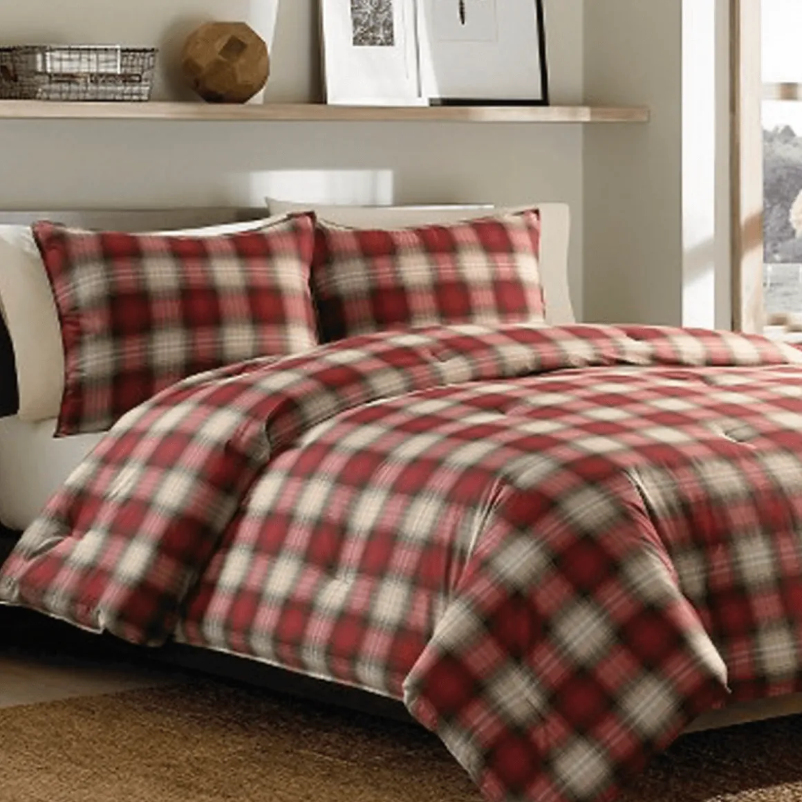 GLEN | Cotton Flannel Comforter Set | Red
