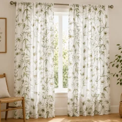 Green Floral Room Darkening Curtain Panel – 2 Pack