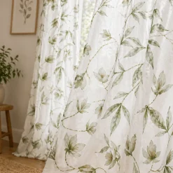 Green Floral Room Darkening Curtain Panel – 2 Pack