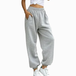 Grey High-Waisted Relaxed Jogger Sweatpants