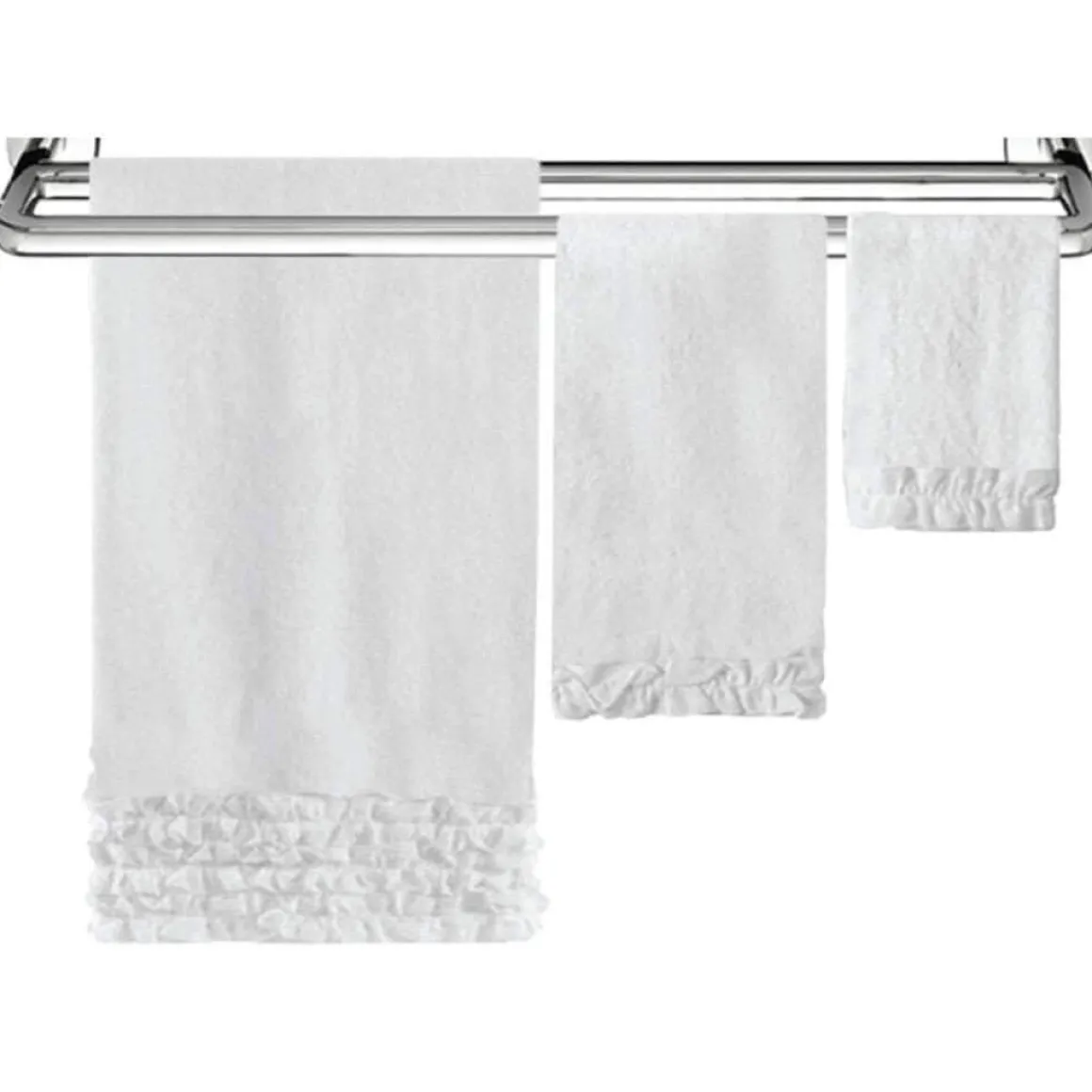 Hand Towel Ruffled Cotton White 15x26in