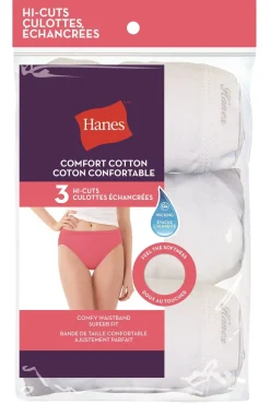 Hanes Breathable Cotton White Hi-Cut 3-Pack -H1430T