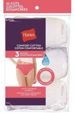 Hanes Breathable Cotton White Hi-Cut 3-Pack -H1430T