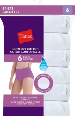 Hanes Cotton White Briefs 6-Pack-H1400X
