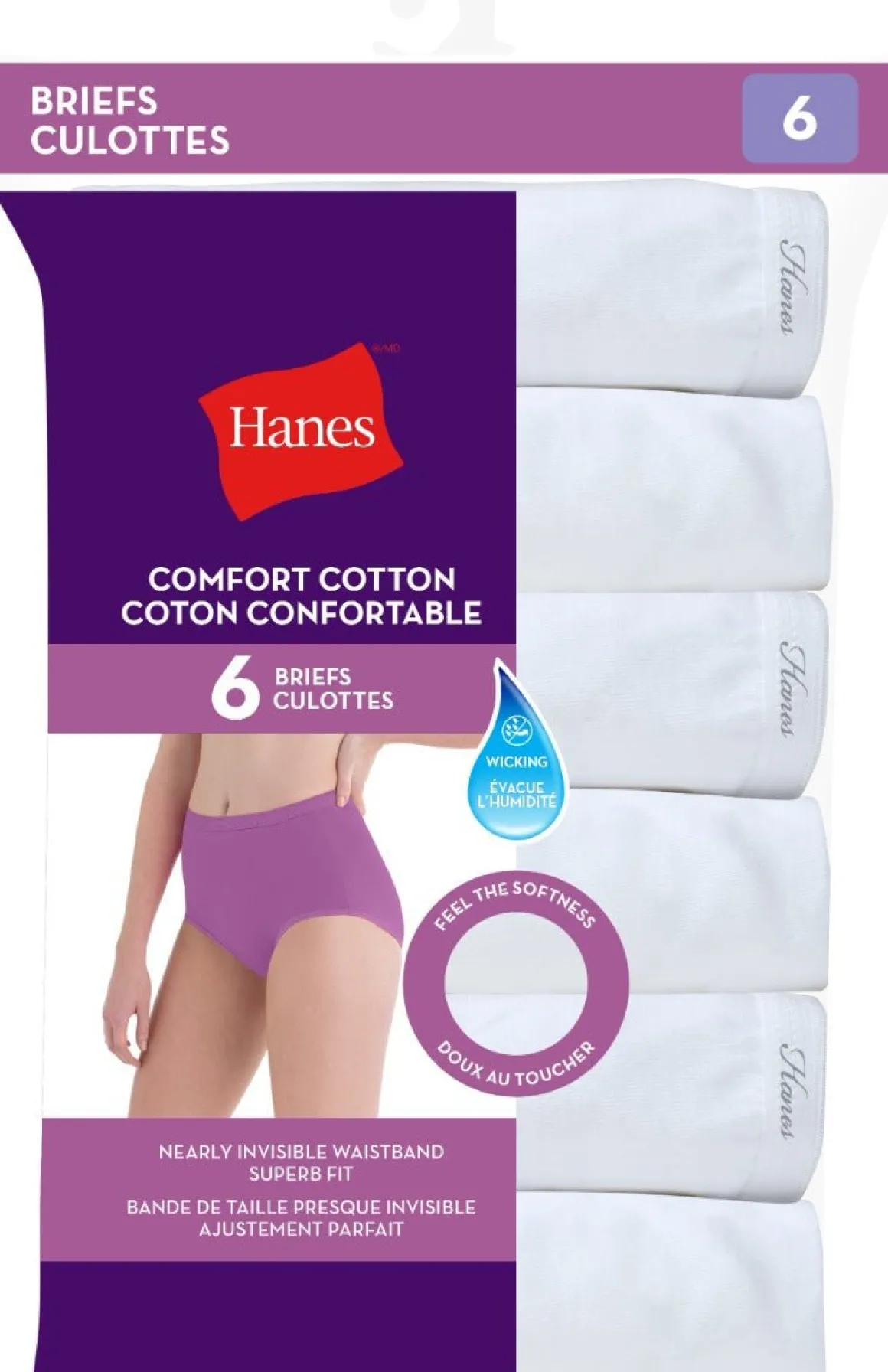 Hanes Cotton White Briefs 6-Pack-H1400X