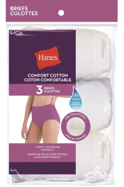 Hanes White Cotton Briefs 3-Pack-H1400T