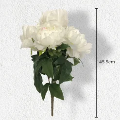 5 Head Peony Flower Pick White 45.5cm