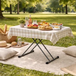 Height Adjustable Folding Table – Portable Compact Utility Table