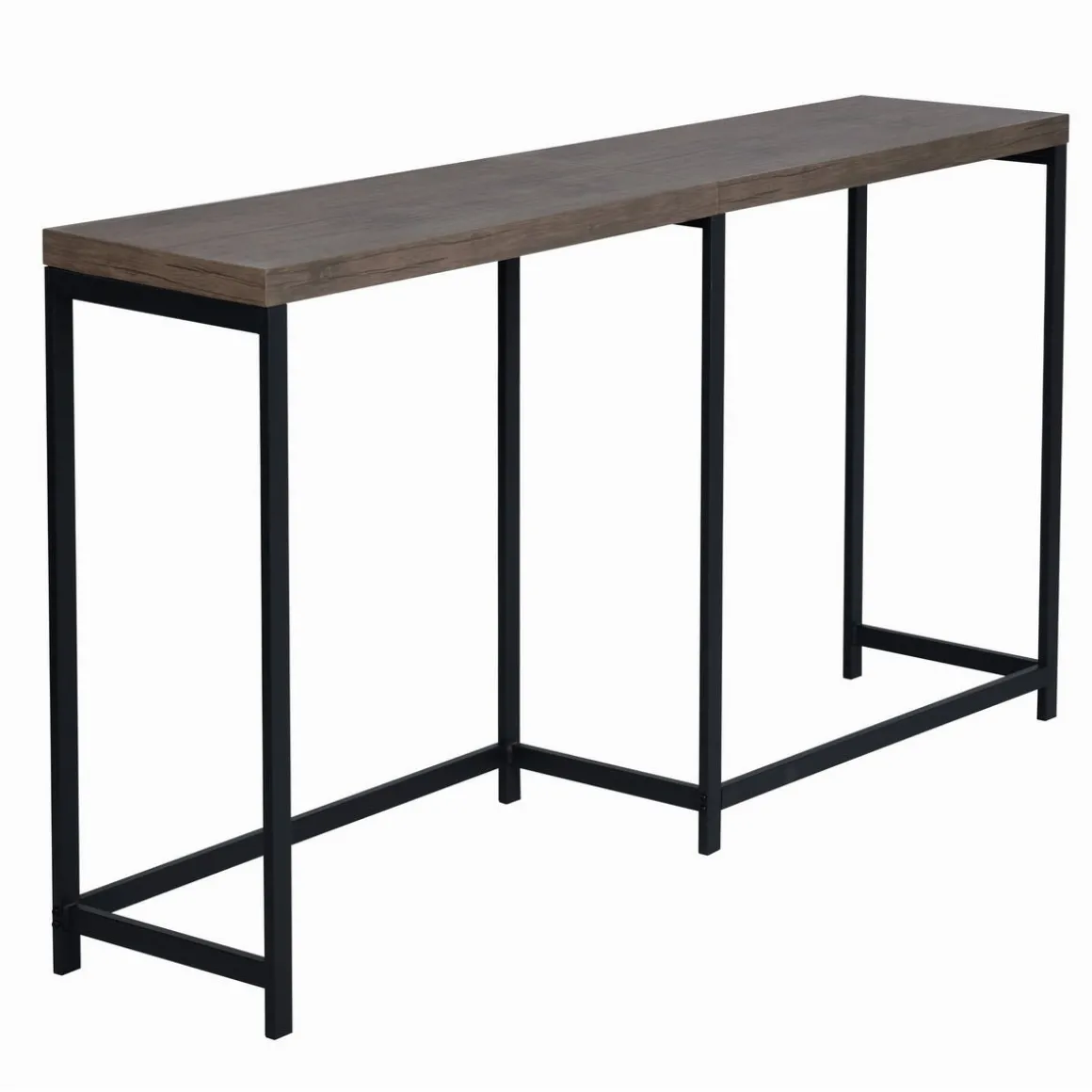 Helms - Dark Wood Console Desk - Metal Frame With MDF