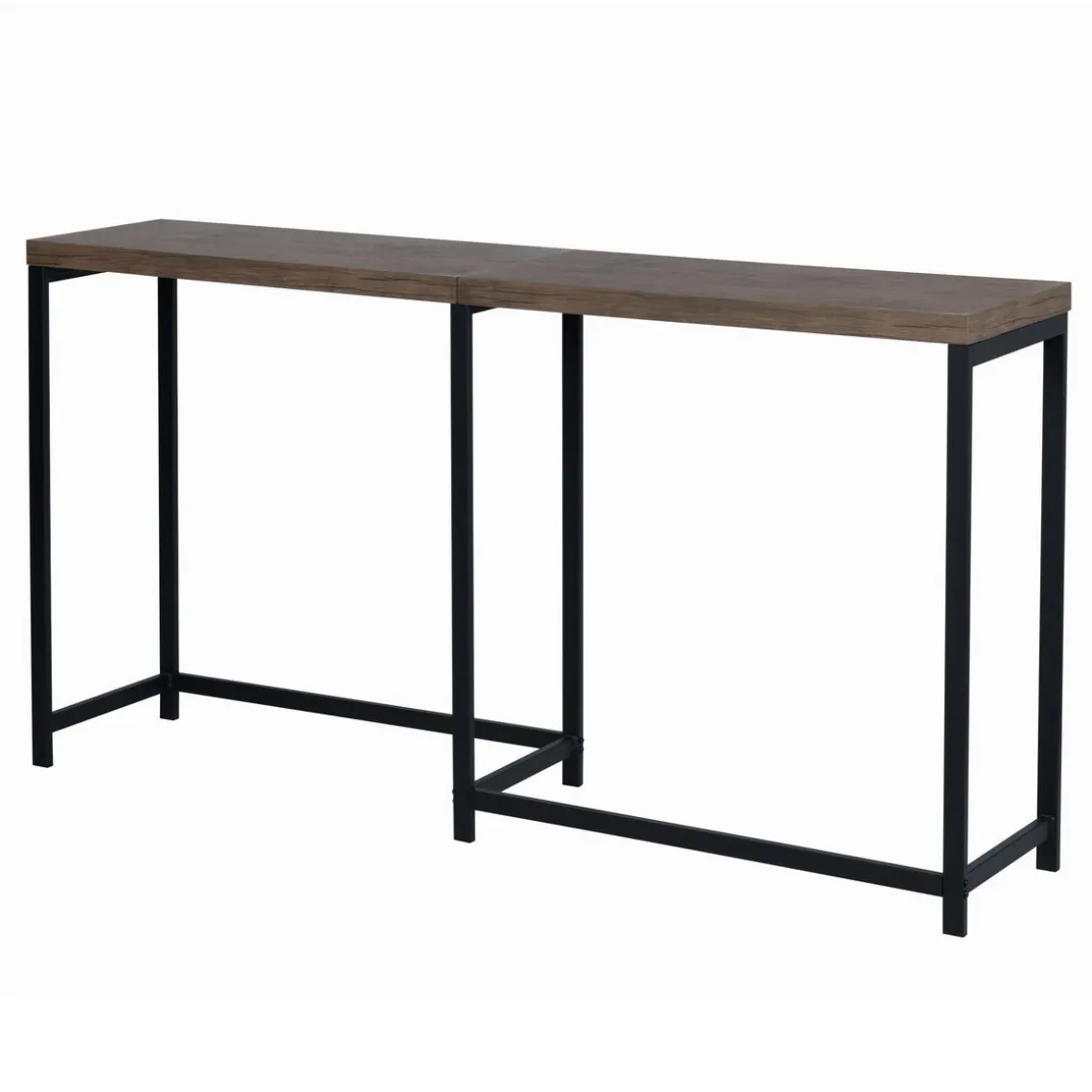 Helms - Dark Wood Console Desk - Metal Frame With MDF