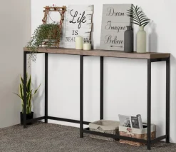 Helms - Dark Wood Console Desk - Metal Frame With MDF