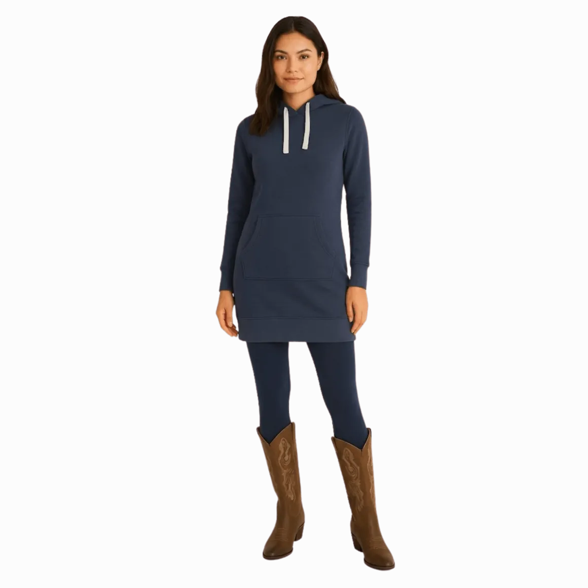 Hooded Sweatshirt Dress with Kangaroo Pocket