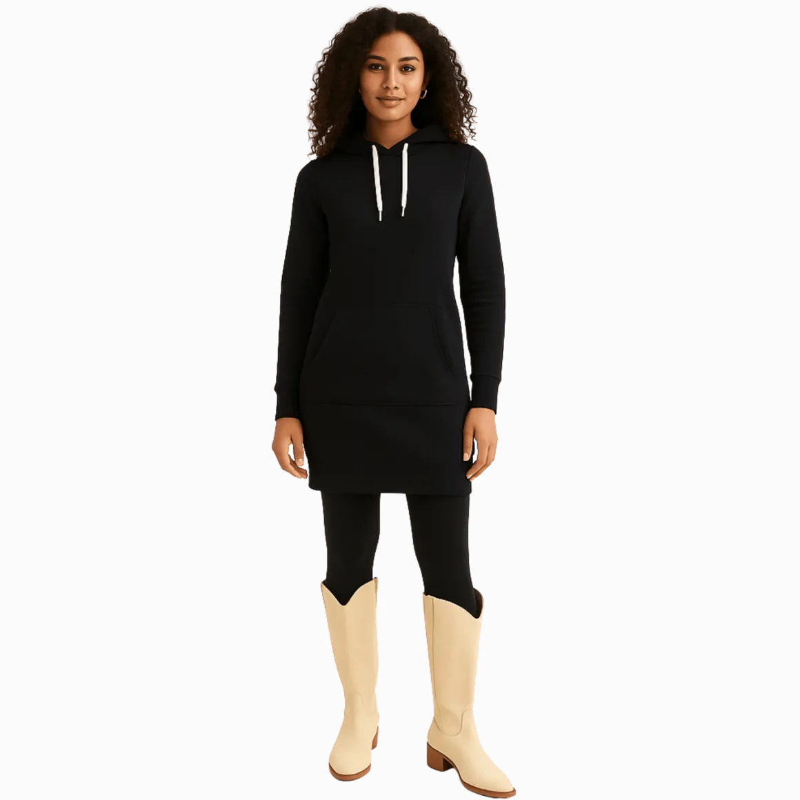 Hooded Sweatshirt Dress with Kangaroo Pocket